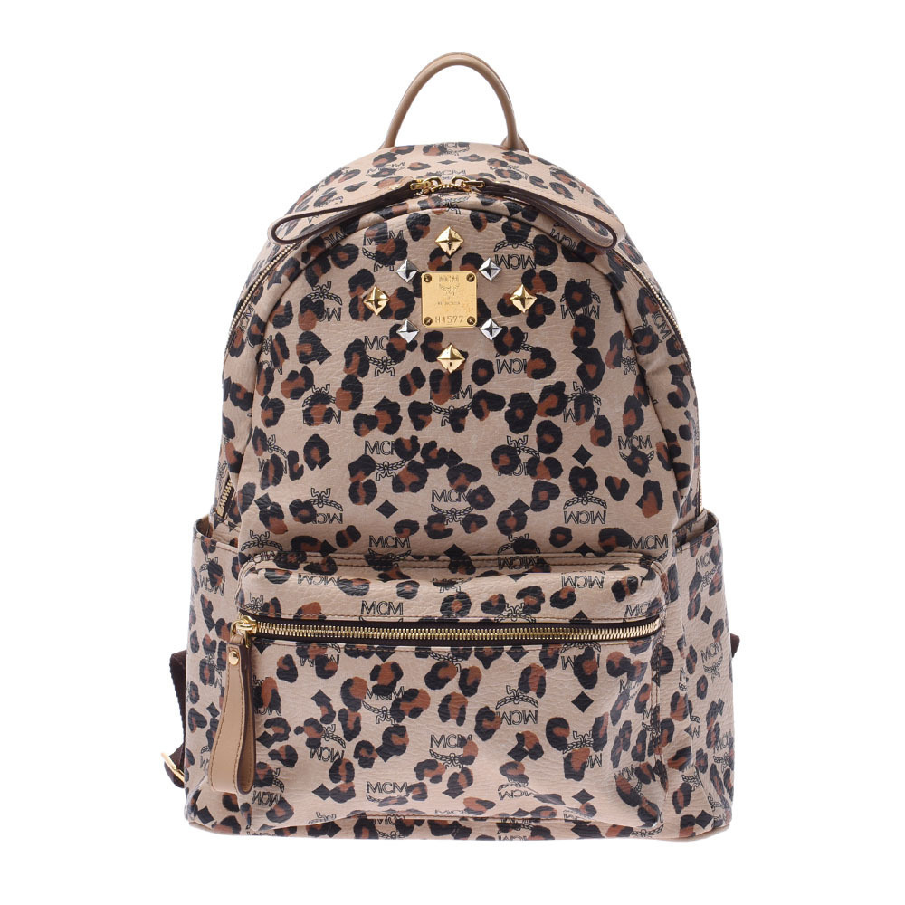 MCM Loveless leopard beige leather backpack daypack